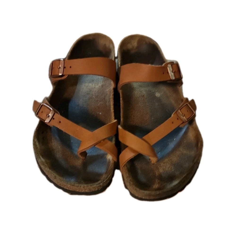 Women's brown leather Birkenstock Sandals Sz 8 Barely Worn  Adjustable Straps
